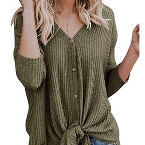 Waffle knit knot top